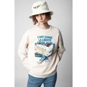 ZADIG & VOLTAIRE Judy Photoprint Cake Sweatshirt ivory crew neck sweater size XS